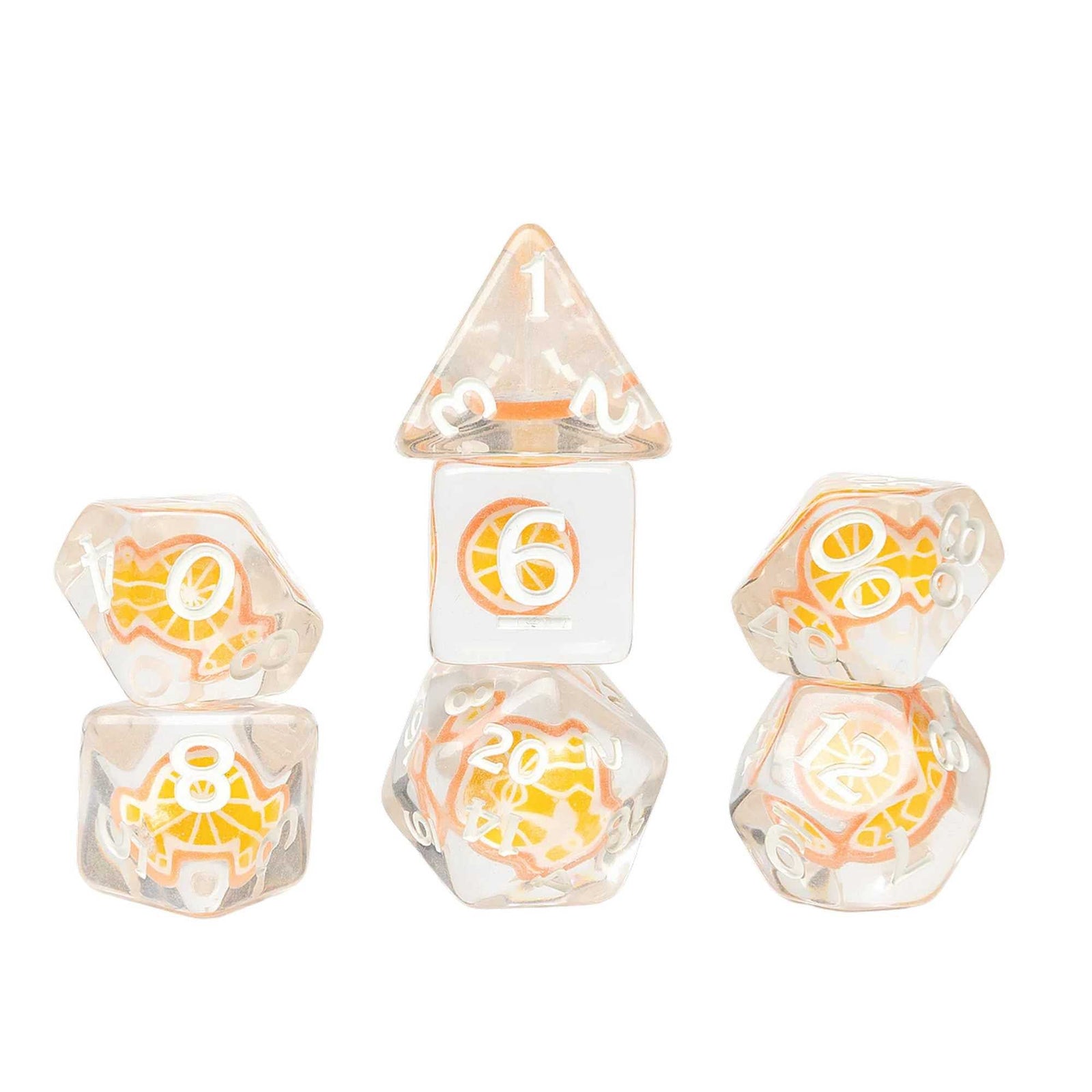 Orange Fruit Slice Dice Set Sirius Dice Gaming Accessory 1