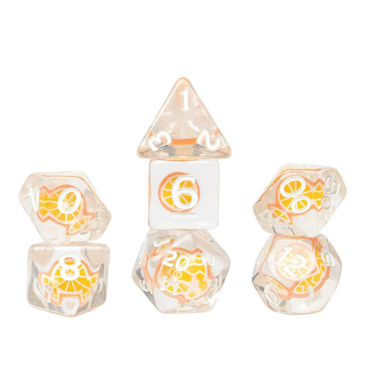 Orange Fruit Slice Dice Set Sirius Dice Gaming Accessory 1