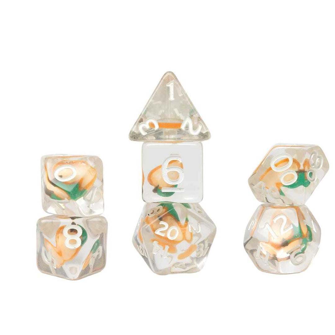Peach Fruit Slice Dice Set Sirius Dice Gaming Accessory 1