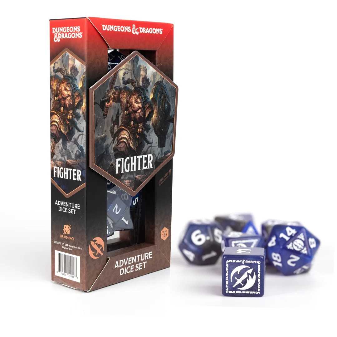 Adventure Dice Fighter Blue Dungeons and Dragons Gaming Accessory by Sirius Dice 1