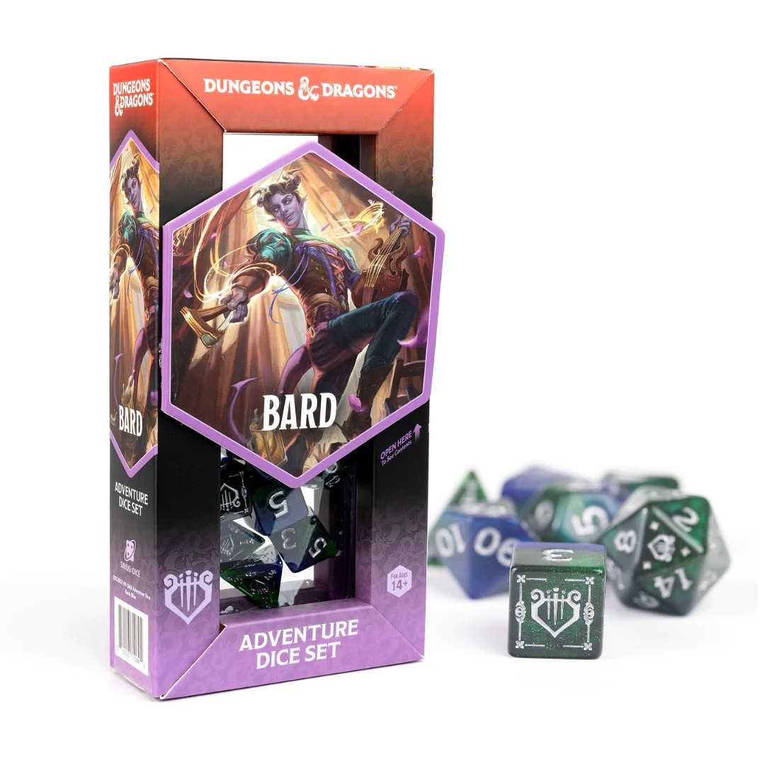 Adventure Dice Set Bard Blue Dungeons and Dragons Gaming Accessory by Sirius Dice 1