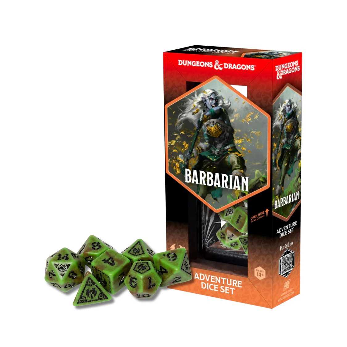 Adventure Dice Set Barbarian Green and Brown Dungeons and Dragons Gaming Accessory by Sirius Dice 1