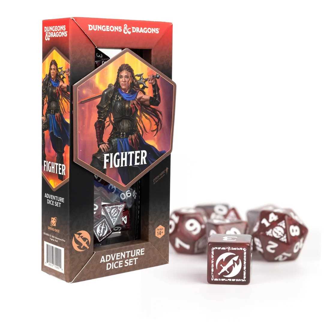 Adventure Dice Set Fighter Red Dungeons and Dragons Gaming Accessory by Sirius Dice 1