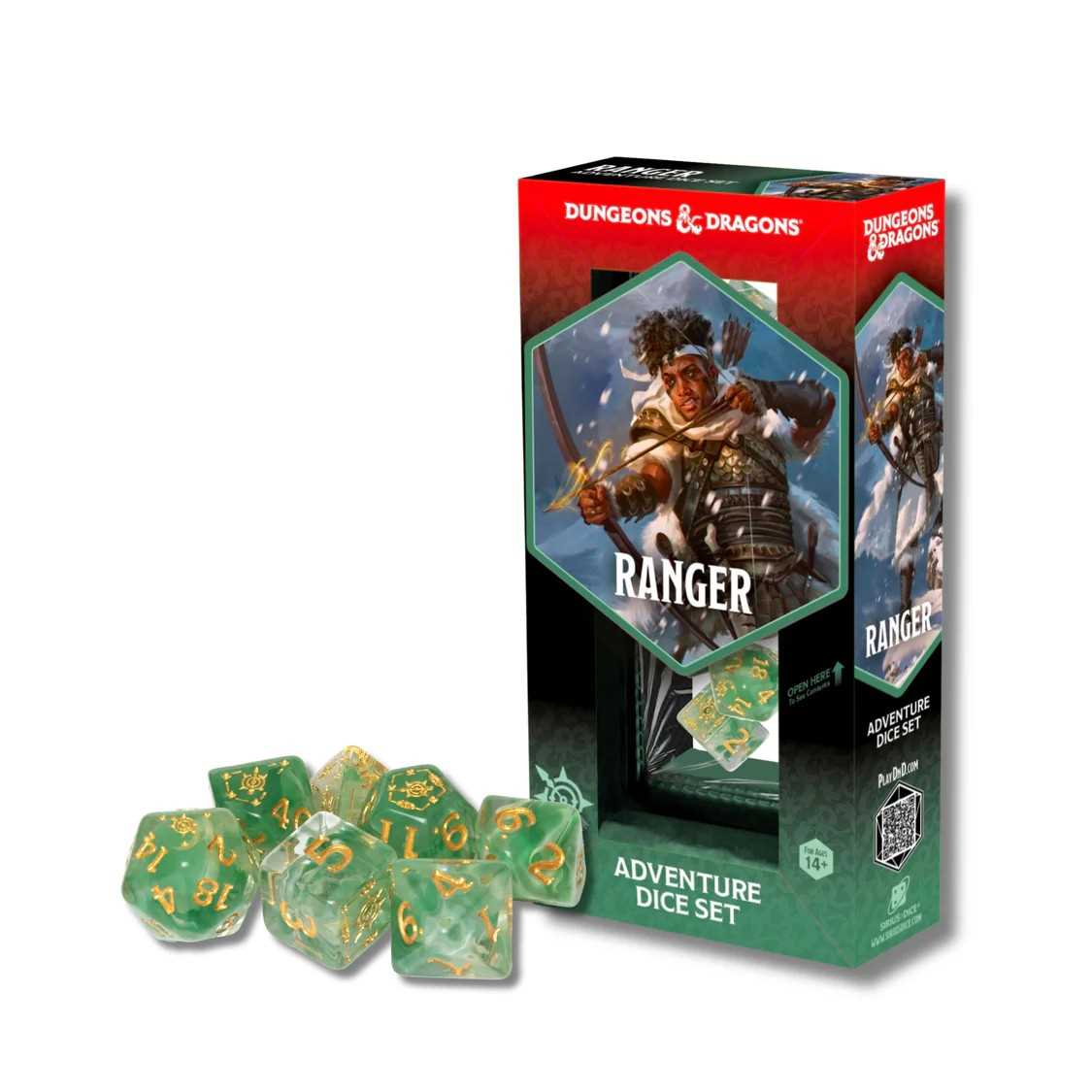 Adventure Dice Set Ranger White and Green Dungeons and Dragons Gaming Accessory by Sirius Dice 1