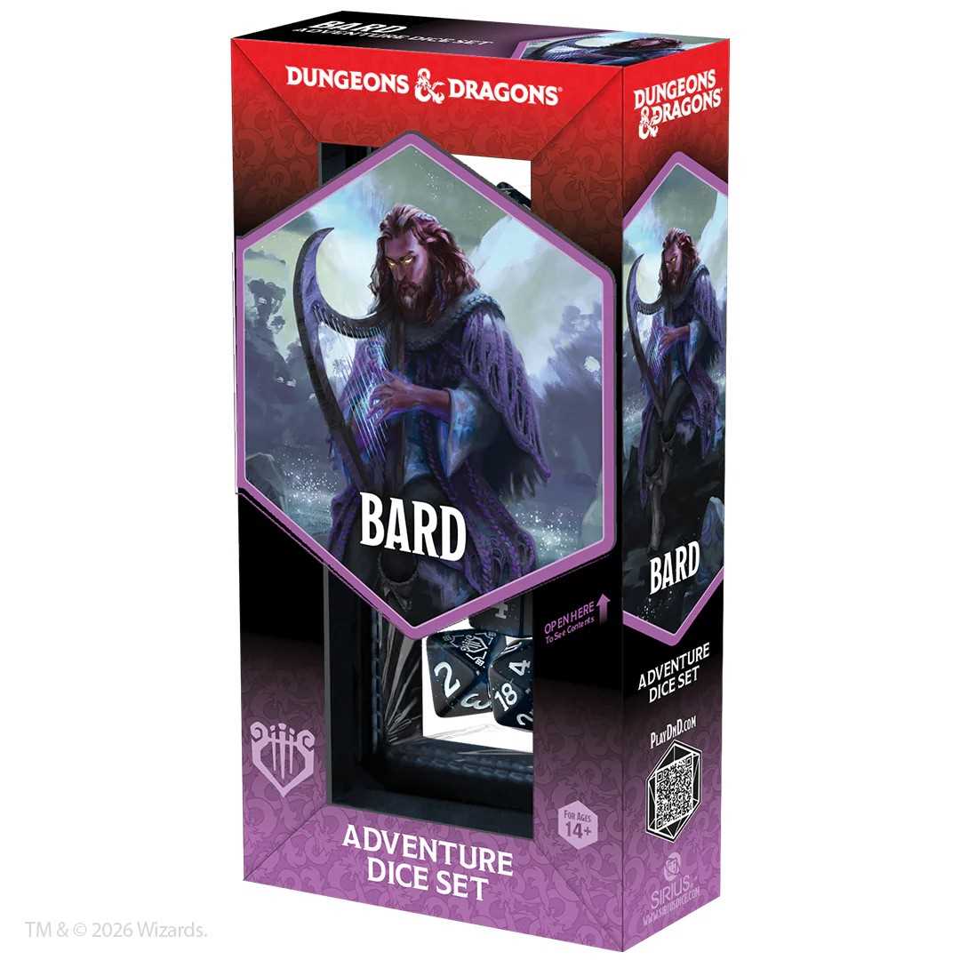 Dungeons and Dragons Adventure Dice Set Bard Blue Black Roleplaying Game Accessory