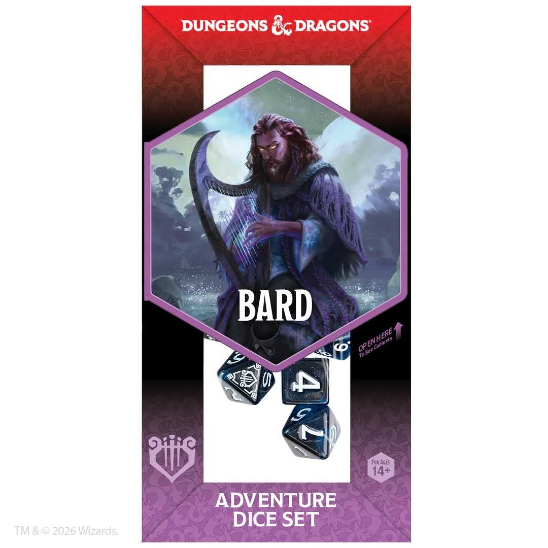 Dungeons and Dragons Adventure Dice Set Bard Blue Black Roleplaying Game Accessory