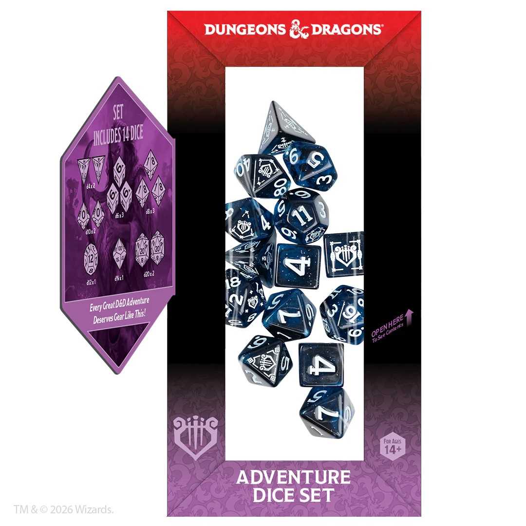 Dungeons and Dragons Adventure Dice Set Bard Blue Black Roleplaying Game Accessory