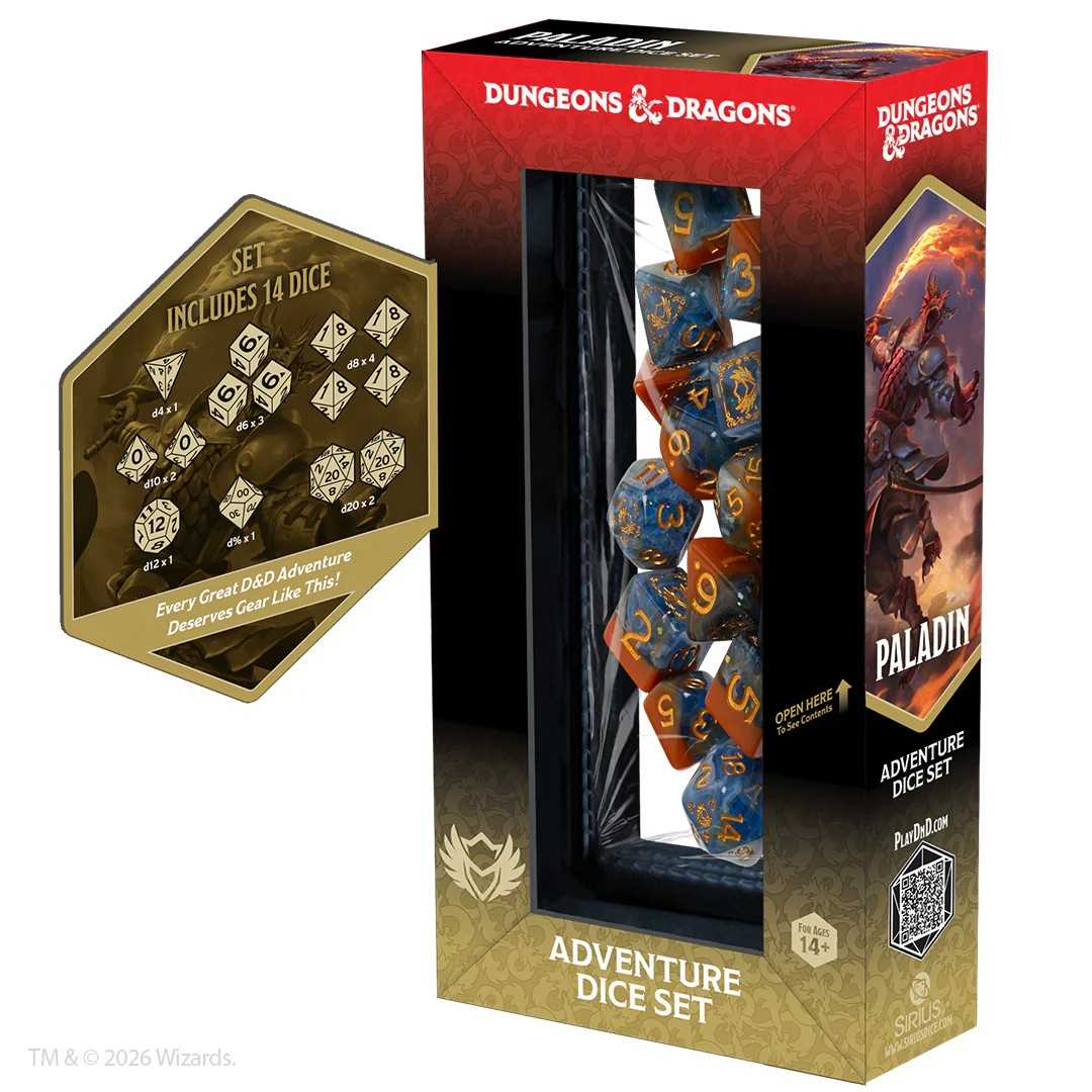 Dungeons and Dragons Adventure Dice Set Paladin Orange Blue Roleplaying Game Accessory