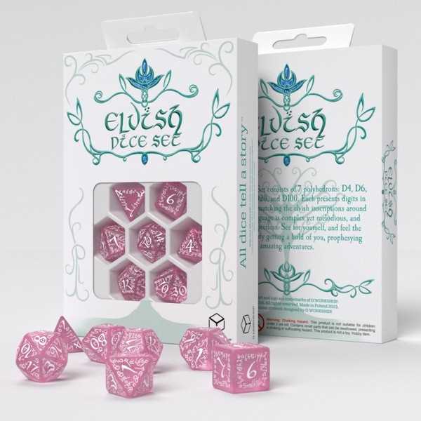 Q-Workshop Elvish Shimmering Pink & White Dice Set