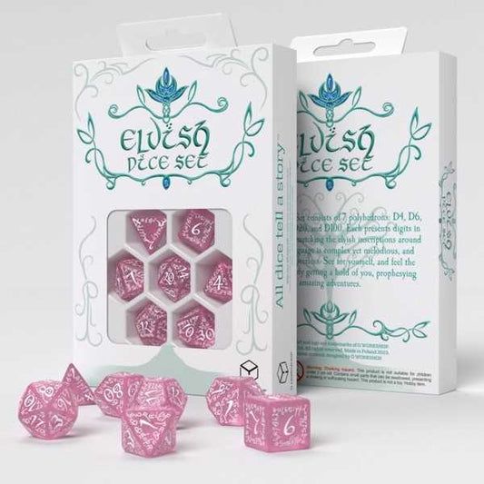 Q-Workshop Elvish Shimmering Pink & White Dice Set 1