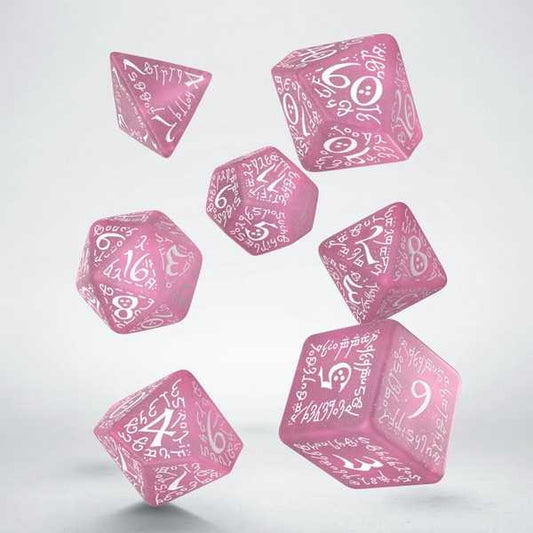 Q-Workshop Elvish Shimmering Pink & White Dice Set 2