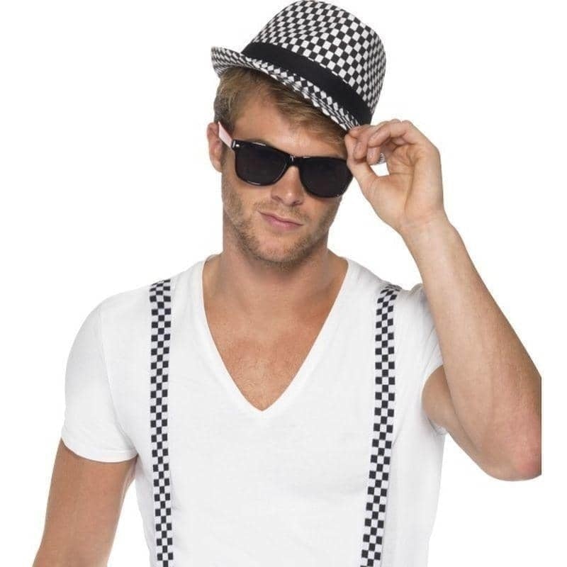 SKA Two Tone Instant Kit Braces Hat Adult Black White_1