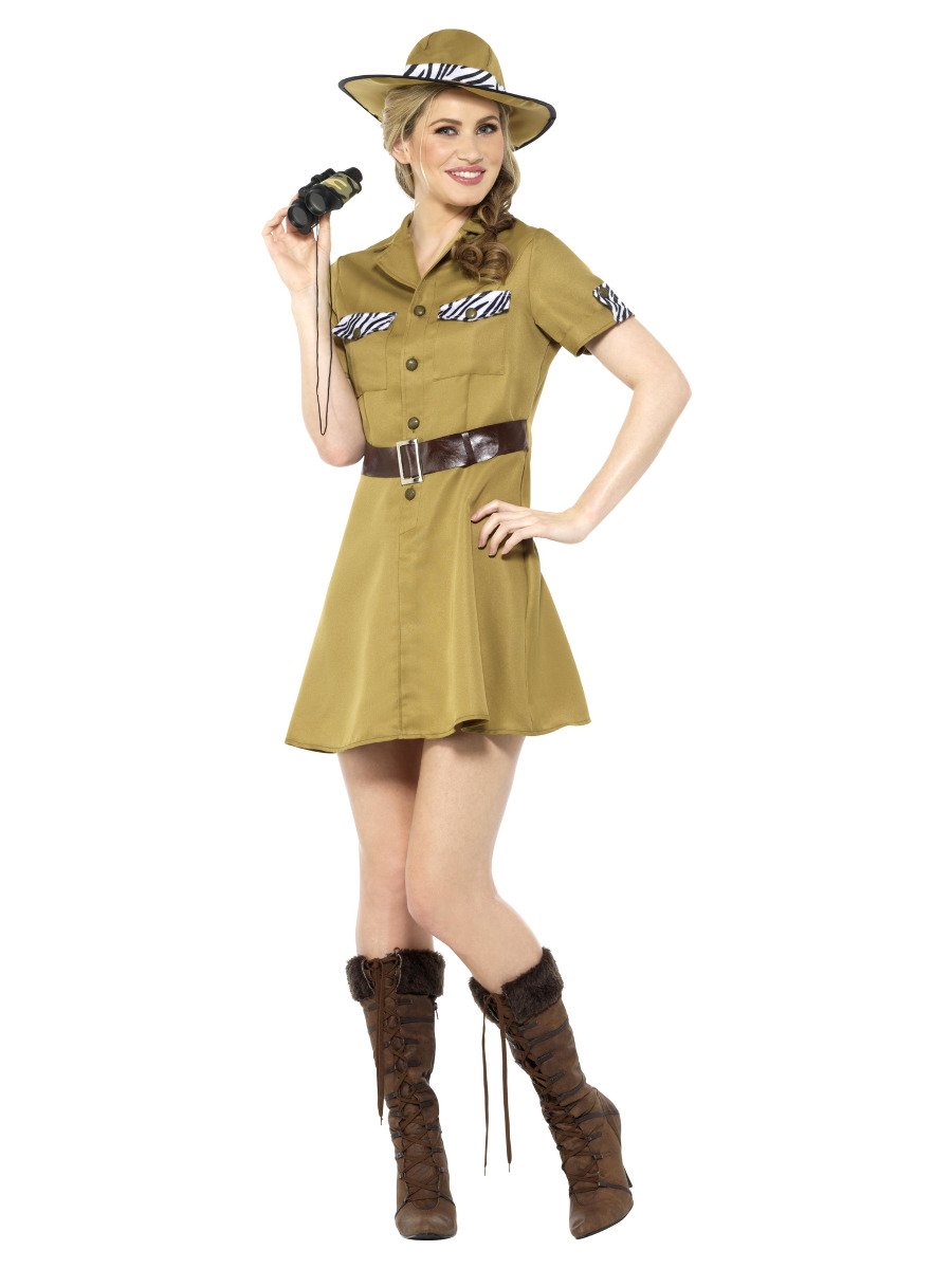 Safari Lady Costume Khaki Dress and Hat 4