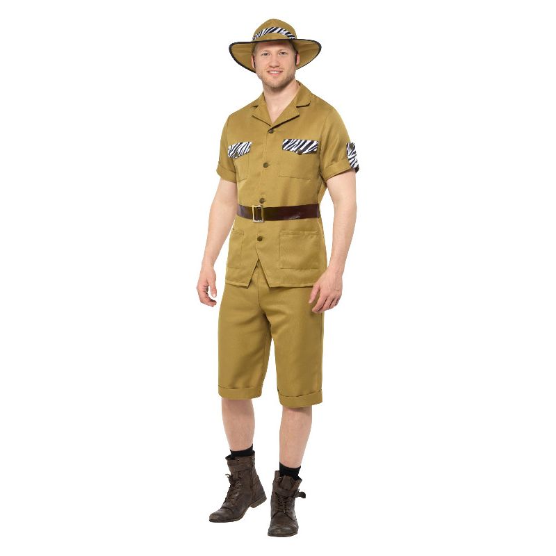 Safari Man Costume Brown Adult Khaki Zookeeper Suit 1