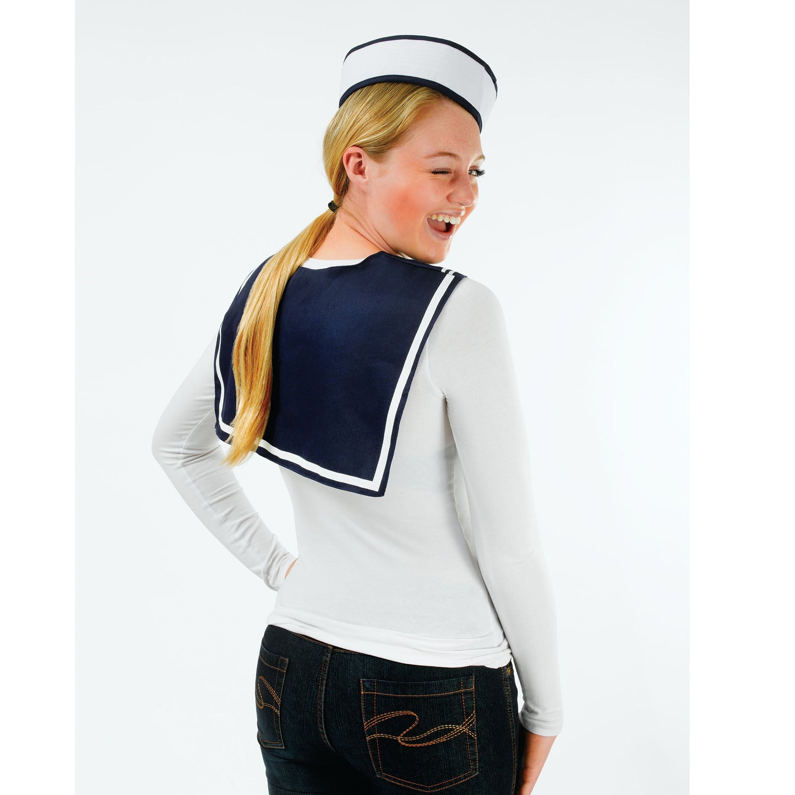Sailor Girl Costume Set Instant Disguise Navy Hat and Scarf 2