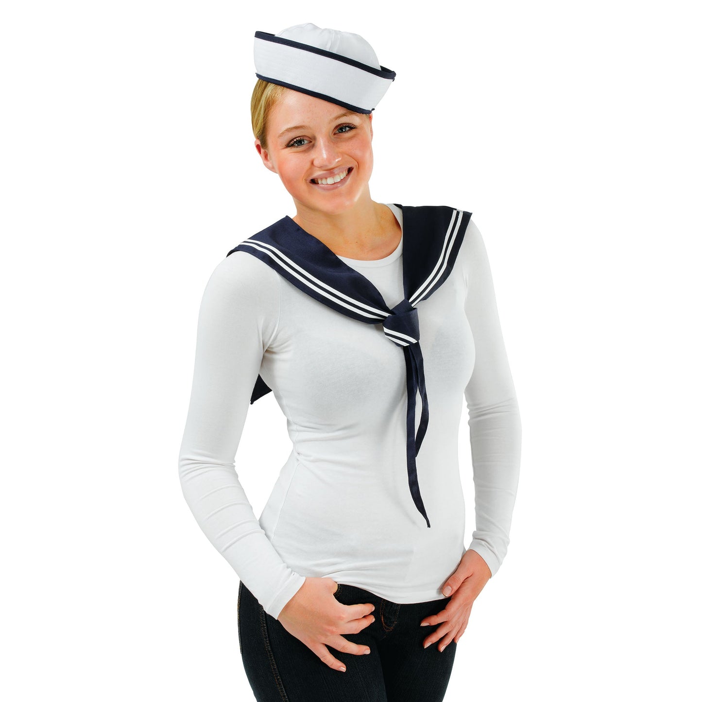 Sailor Girl Costume Set Instant Disguise Navy Hat and Scarf 1