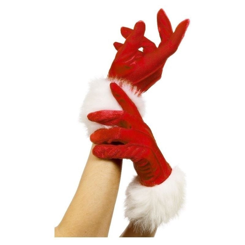 Santa Gloves Adult Red with White Trim Xmas Costume Accessory 1