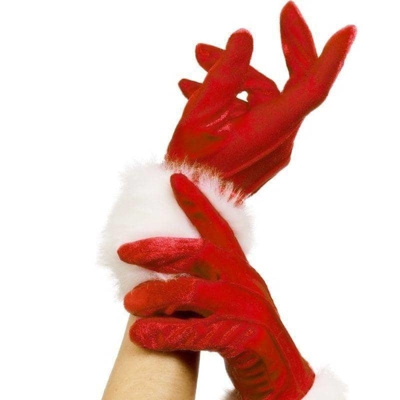 Santa Gloves Adult Red with White Trim Xmas Costume Accessory 2