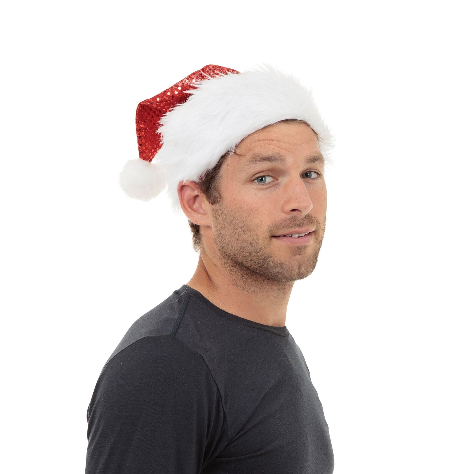 Santa Hat Sequin Thick Fur Trim 1