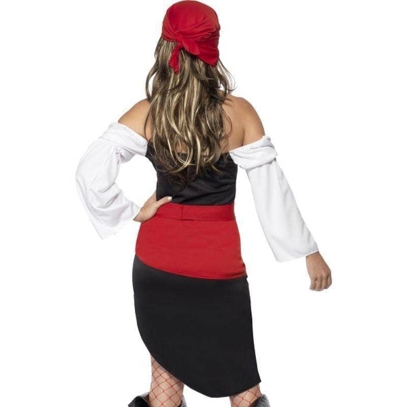 Sassy Pirate Wench Costume With Skirt Adult Black Red White_2