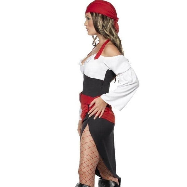 Sassy Pirate Wench Costume With Skirt Adult Black Red White_3