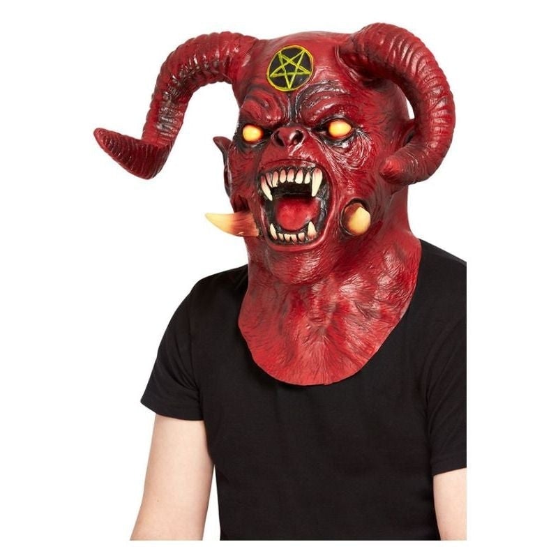 Satanic Devil Overhead Mask Latex with Horns 1