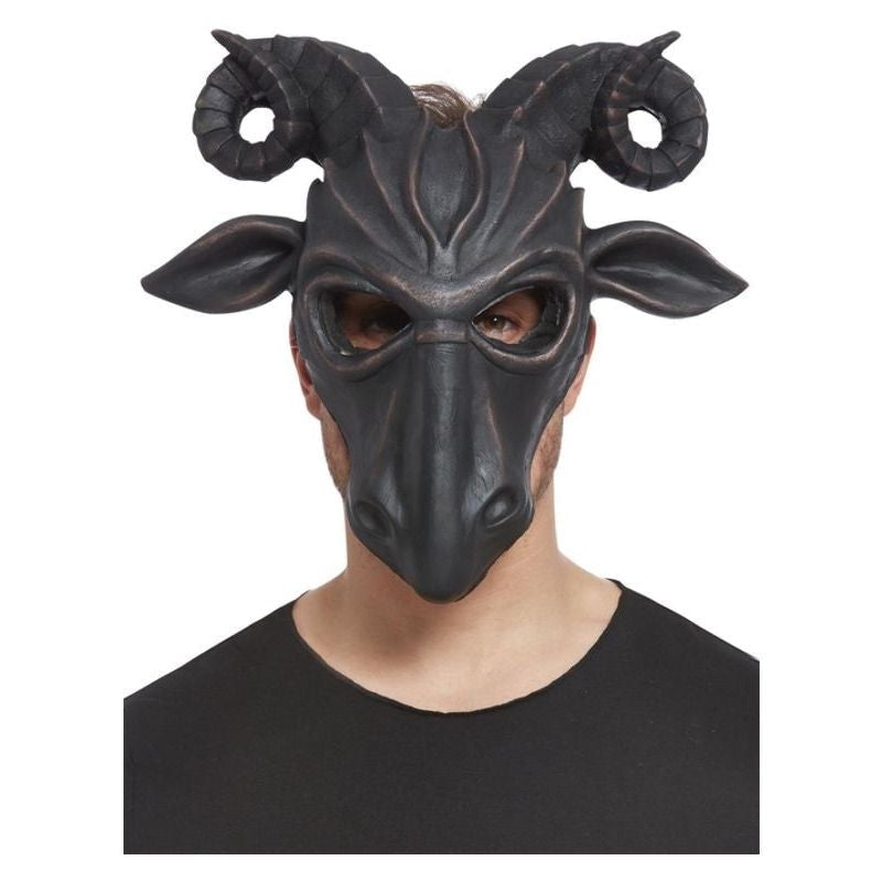 Satanic Ram Mask Deluxe Adult Black Foam Latex_1