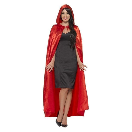 Satin Hooded Cape Adult Red Riding Hood Fairy Tale Costume Accessory 1