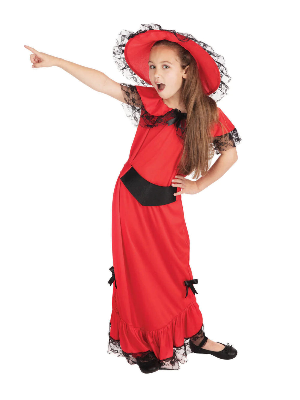 Scarlet O Hara Girls Costume Red Dress with Hat_2