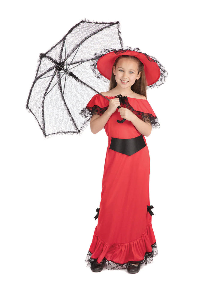 Scarlet O Hara Girls Costume Red Dress with Hat_4
