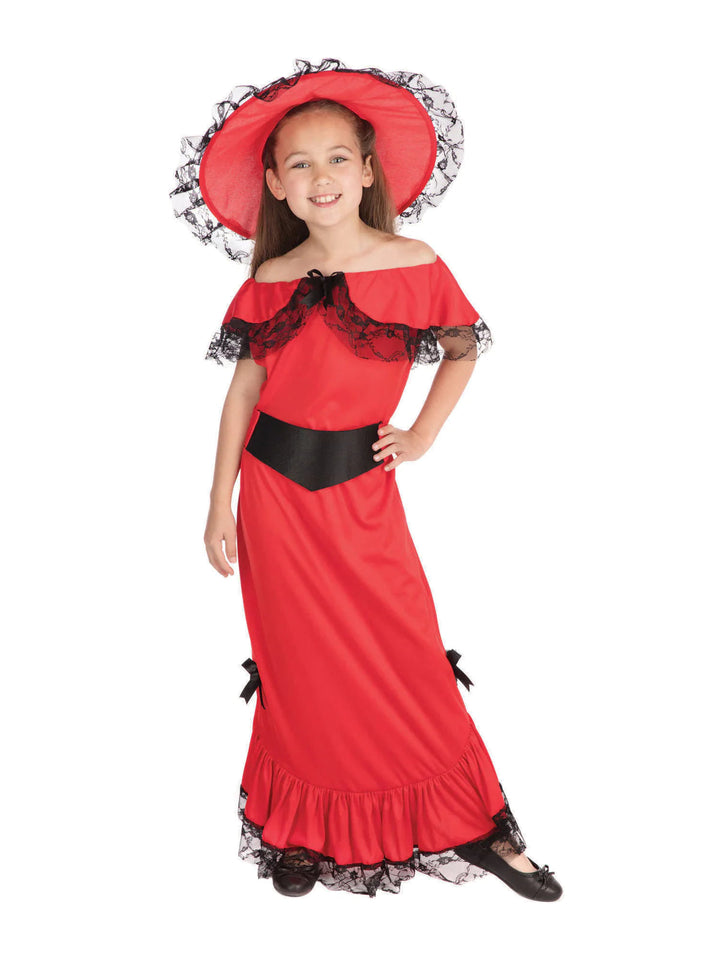 Scarlet O Hara Girls Costume Red Dress with Hat