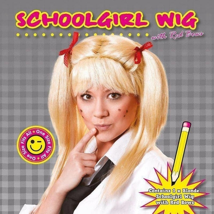 Size Chart Schoolgirl Wig Blonde Red Bows