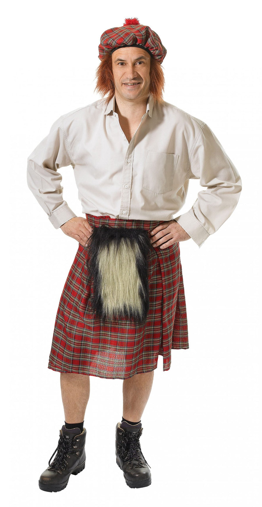 Scottish Kilt and Hat Adult Highlander Costume_1