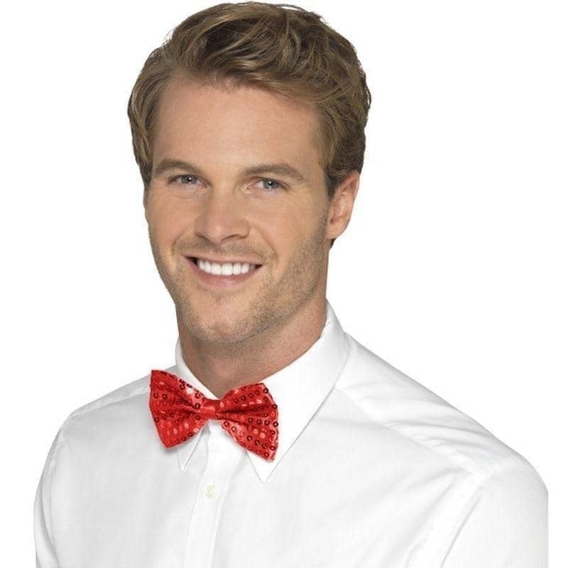 Sequin Bow Tie Adult Red_1