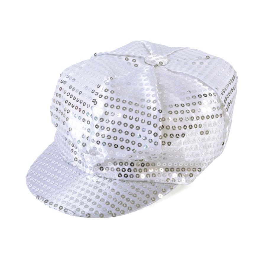 Sequin Cap 80s Style Silver Hat_1