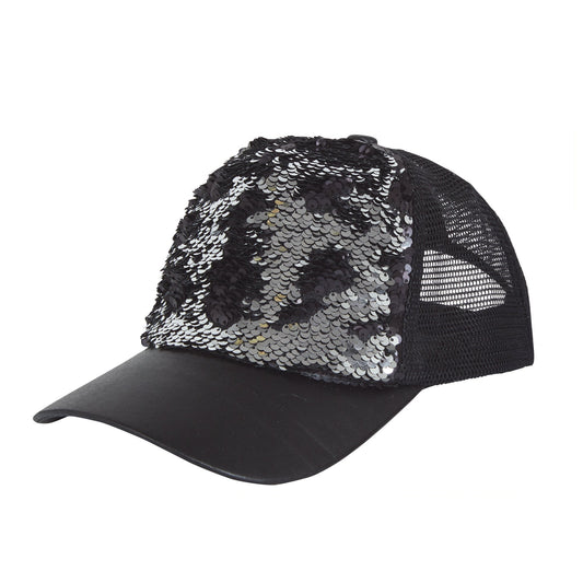 Sequin Cap Reversible Black Silver 1