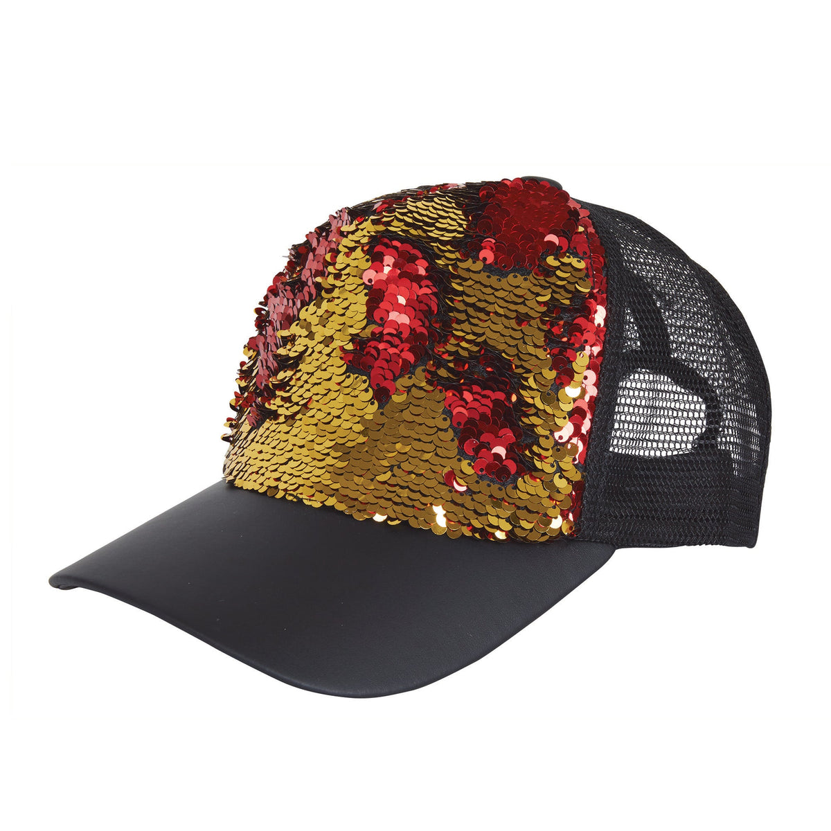 Sequin Cap Reversible Gold Red 1