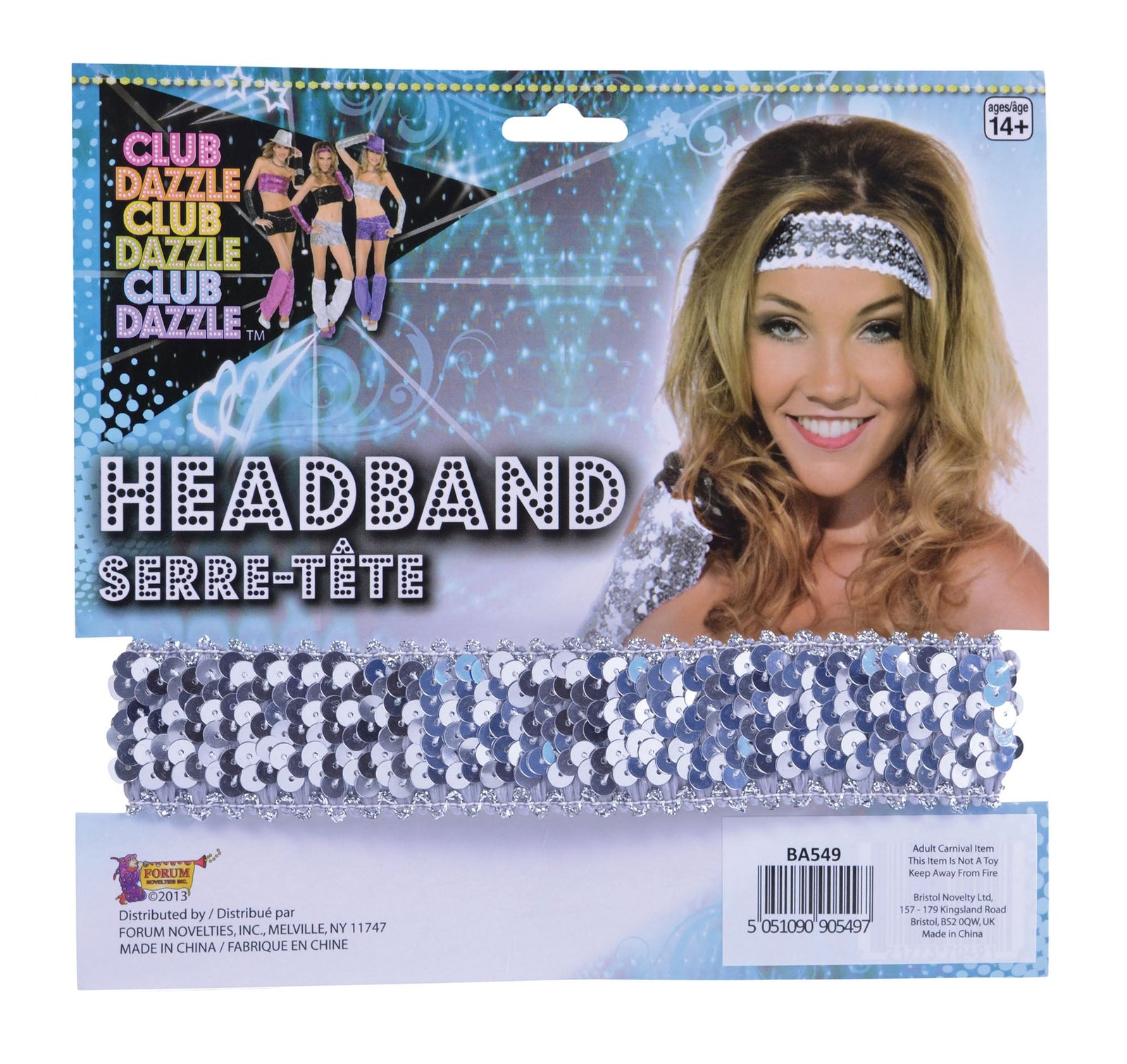 Sequin Headband Silver Costume Accessory 1