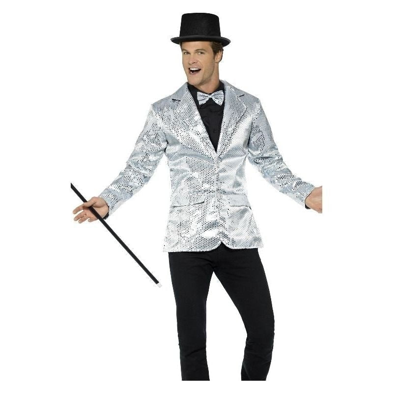 Sequin Jacket Mens Silver Coat 1
