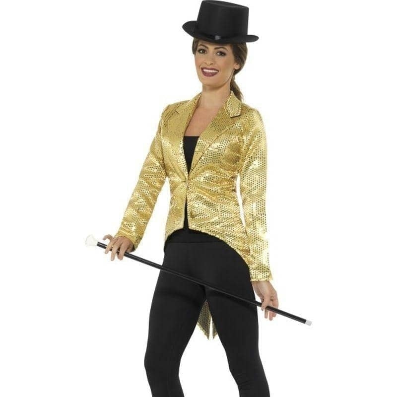 Sequin Tailcoat Jacket Ladies Adult Gold 1