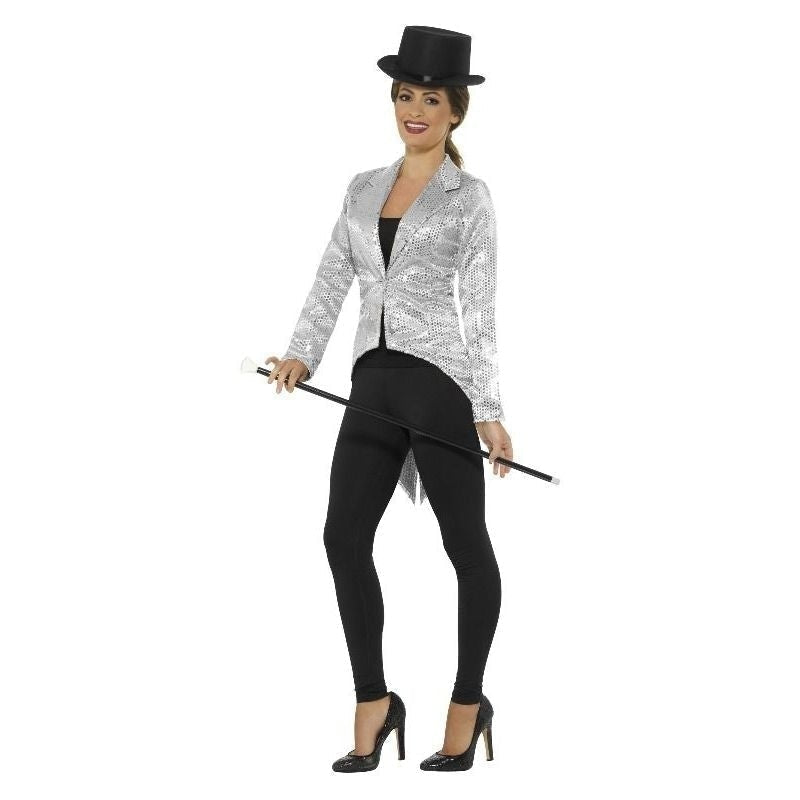 Sequin Tailcoat Jacket Ladies Adult Silver 2