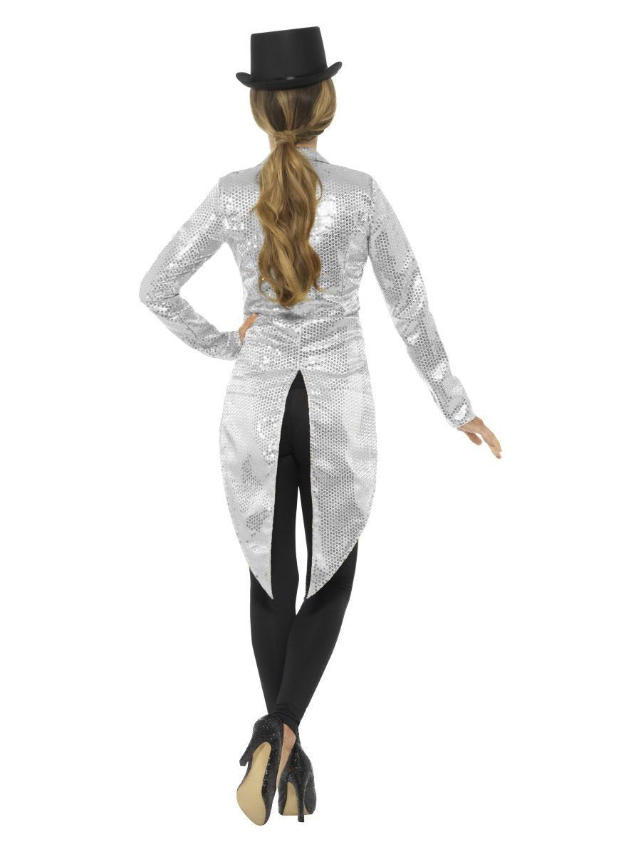 Sequin Tailcoat Jacket Ladies Adult Silver 4