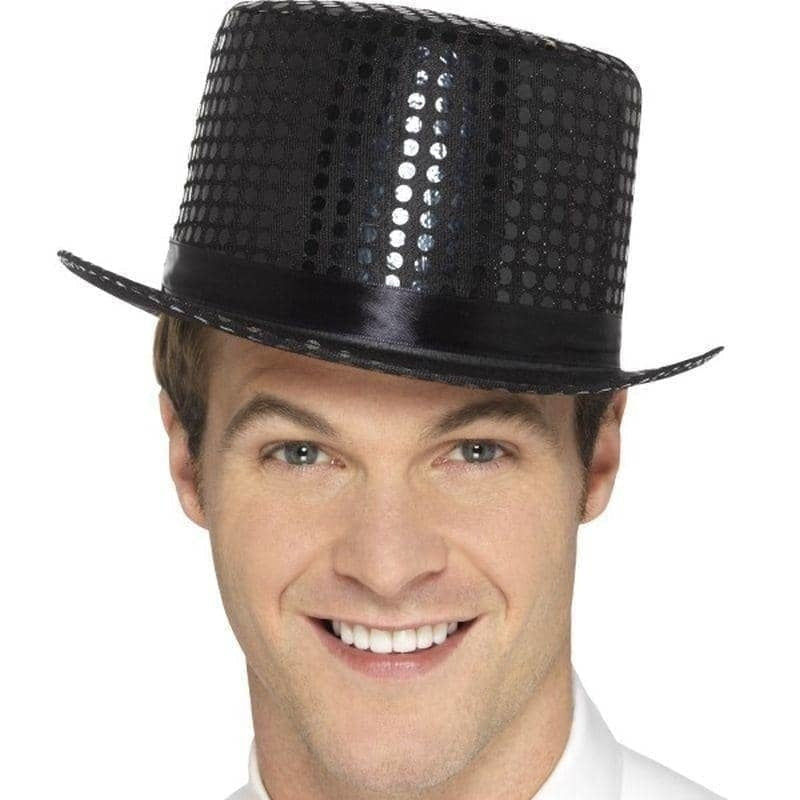 Sequin Top Hat Adult Black_1