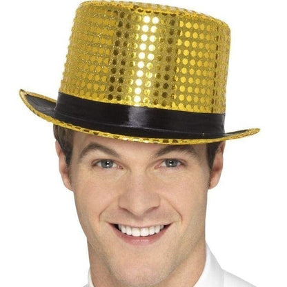 Sequin Top Hat Adult Gold 1