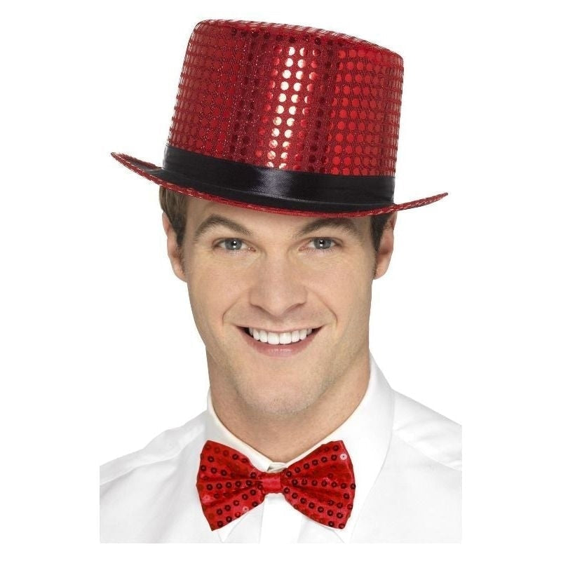 Size Chart Sequin Top Hat Adult Red