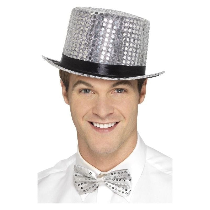 Size Chart Sequin Top Hat Adult Silver
