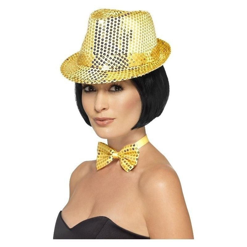 Sequin Trilby Hat Adult Gold 2