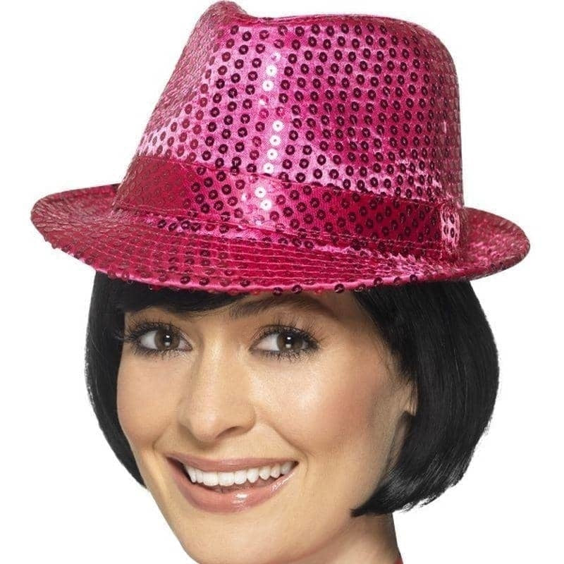 Sequin Trilby Hat Adult Pink_1