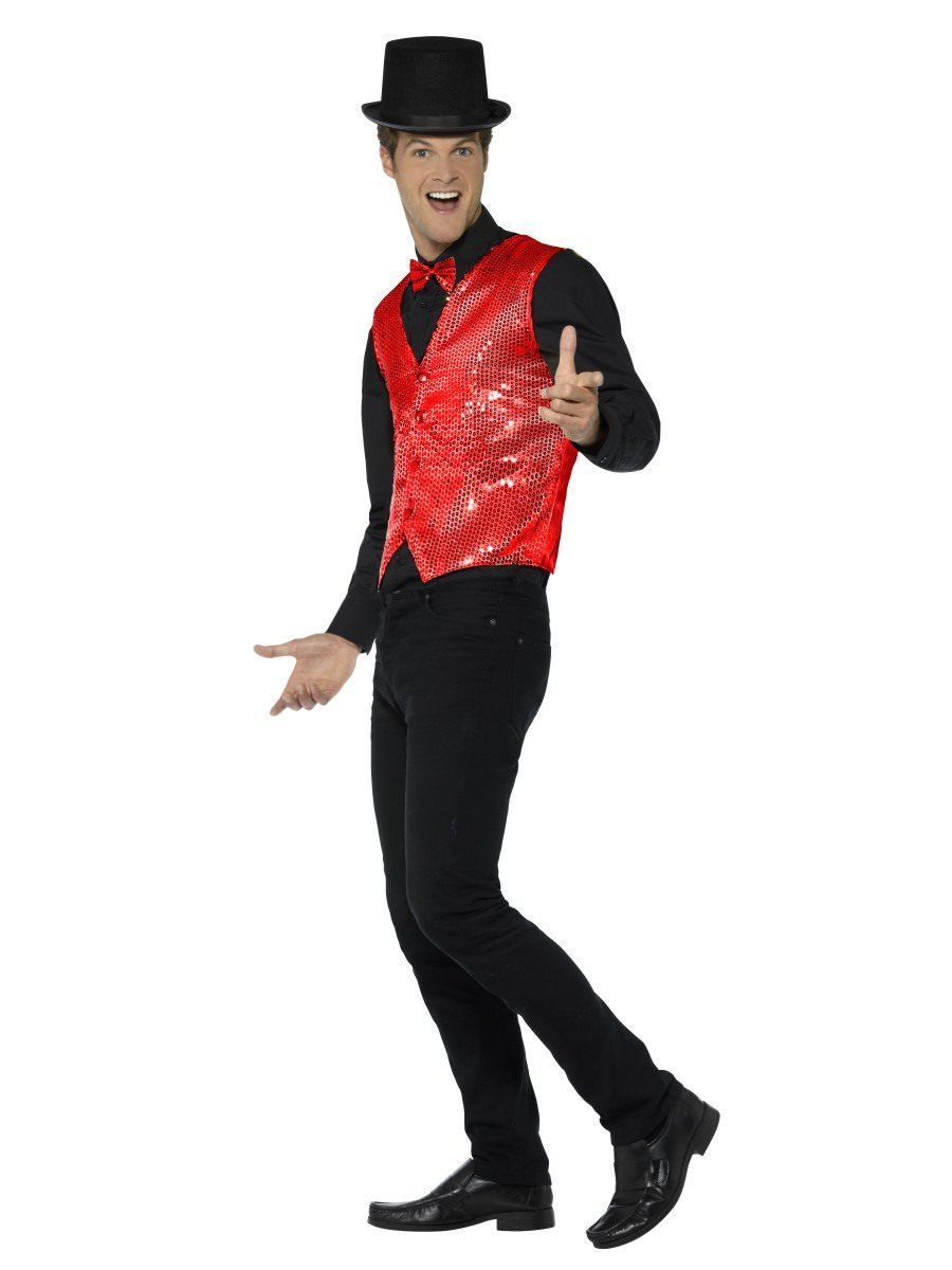 Sequin Waistcoat Adult Red_3