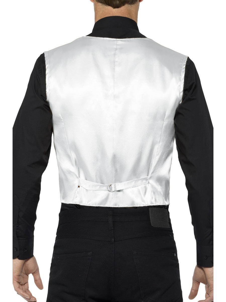 Sequin Waistcoat Adult Silver 4